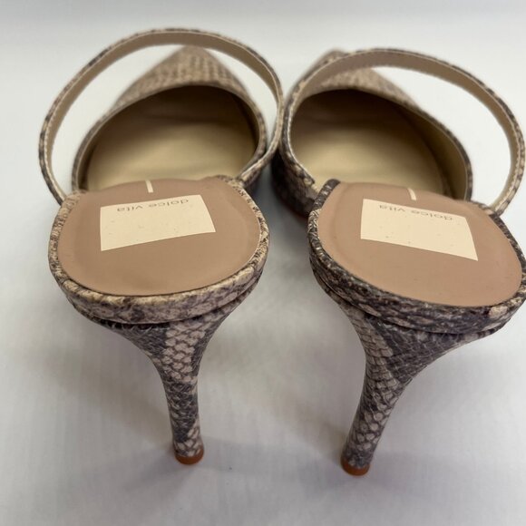 Dolce Vita  Kanika Heels Size 9.5 Sand Snake Embossed Leather Pointed Toe - Picture 5 of 16
